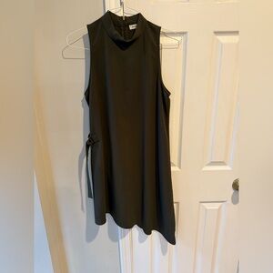 Monteau Large Asymmetrical Deep Olive Sleeveless Dress With Side Cinch